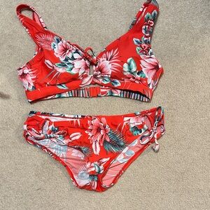 Kona Sol Red Floral Bikini Set